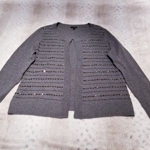 Talbots Very Soft Light Grey Embelished Cardigan